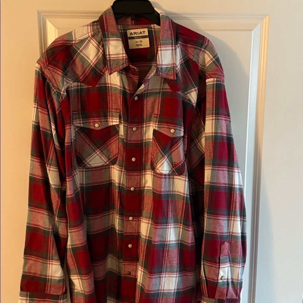 Ariat Red and White Plaid Western Shirt